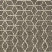 Rabat fabric sample, medium-brown woven textile, repeating hexagon and diamond geometric pattern with off-white lines, Porada collection 12823 44.