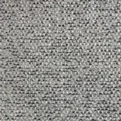 Heathered fabric sample, off-white, charcoal, navy, dense bouclé weave with nubby loops, textured surface, Porada Tammy 0s collection.