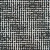 Woven textile sample, muted gray and cream, features irregular dark gray dots in a grid pattern over a cream base with a nubby matte texture.