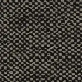 Woven ikat fabric sample, charcoal gray and beige, dense irregular square pattern with coarse texture, Porada L1575.