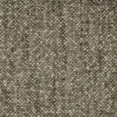 Olive green textured fabric sample with mottled tone and speckled beige inclusions, displaying a raised, woven surface.