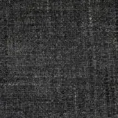 Dark gray woven fabric sample with a nubby texture and subtle grid pattern, displaying a dense, uniform charcoal tone under diffused lighting.