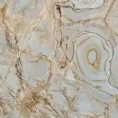 Imperial Rome marble slab displaying concentric beige, cream, and gray bands with golden-brown streaks, polished texture, and natural cracks.