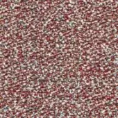 Potocco Calla A8R Rubino indoor fabric, ruby red woven texture with gray, teal, and orange threads, dense nubby weave.