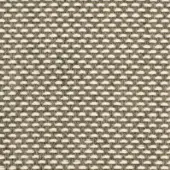 Textile sample, gray-brown woven fabric, grid pattern with off-white threads, dense heathered texture, Potocco outdoor coverings collection.