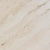 Travertino Romano marble texture displaying light beige and cream tones with irregular dark brown and gray veining, porous matte finish.