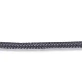 Nautical rope in anthracite, tightly braided synthetic fiber with matte finish, cylindrical form, consistent texture, and subtle shadow.