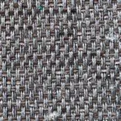 Woven fabric texture, muted brown and cool gray basketweave, dense yarn intersections, matte finish, studio sample with “presotto” label.