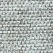 Rectilinear fabric sample, silvery-grey linen weave, dense grid pattern with subtle sheen and tactile texture against a neutral background.