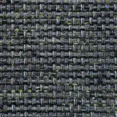 Dark gray twill fabric with muted gold and silvery-white threads, displaying a dense, speckled weave and subtle diagonal ribs; presotto fabric sample.