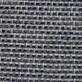 Woven fabric texture displaying a gray and brown grid pattern with horizontal and vertical threads, tight weave, muted earthy tones.