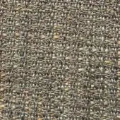 Presotto Allure Match fabric, gray and golden-brown, irregular woven texture with nubby fibers and a grid-like, dynamic pattern.