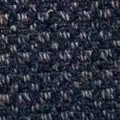 Tavolara fabric sample, dark navy and gray twill weave, speckled texture with beige and brown threads, matte finish, Presotto collection.