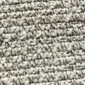 Presotto Tavolara fabric, light beige woven textile, horizontal linear pattern with gray threads, nubby matte texture.