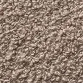 Presotto Cloud fabric sample, looped pile texture, taupe heathered tone, fibrous construction, uneven surface, light gray background.
