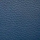 Blue leather texture sample, Presotto “xt nhy17014”, displays a consistent pebble grain and matte finish, indicating a heavy, durable material.