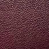 Burgundy leather texture sample displaying a granular, pebbled grain and heavy weight, with “presotto” text imprinted at the bottom edge.