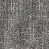 Heathered gray woven textile with a nubby texture, displaying vertical lines and a speckled pattern; identified as “dublino trout” fabric.