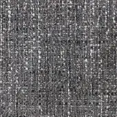 Charcoal gray woven fabric texture with off-white and brown flecks, dense irregular weave, nubby surface, “reflex dublino tiber” material.
