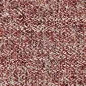 Brick red tweed fabric texture with speckled weave, displaying “reflex > fabric > francoforte” text, matte finish.
