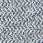 Herringbone fabric texture in light gray and muted blue tones, displaying a dense weave with “Reflex,” “Ginevra,” and “Danube” labels.