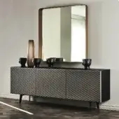 Superior Cattelan Italia Absolut sideboard in lacquered embossed wood with quilted leather and titanium aluminum profiles