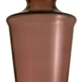 Murano glass vase, dark chocolate brown, elongated form with rounded base and narrow neck, glossy smooth finish, studio shot.