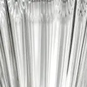 Blown Murano glass, clear transparent finish, with vertical rigato ridges and a glossy, slightly tapered cylindrical form.
