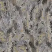 Polished marble texture with cool gray, yellow, and black swirling layers; diagonal veins create depth and a metallic sheen.
