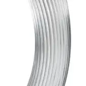 Coiled silver wire with parallel strands, circular form, polished metallic sheen, presented on a white background with diffused lighting.