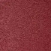 Deep red leather texture sample with a fine grain, matte finish, and interwoven surface; “Reflex colorata 132 rosso” upholstery material.