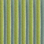 Turquoise and lime green striped rug, woven from natural rattan fibers with a ridged, rope-like texture and contemporary round shape.