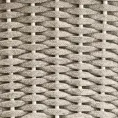Searope oval pearl texture, beige and off-white rope with braided construction, horizontal rows and cylindrical elements.