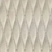 Rugiano Onda rug, light beige leather, quilted diamond pattern with linear stitching, matte finish, textured surface, studio shot.
