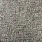 Rugiano mosaico rug, gray-beige-brown, dense textured weave with irregular elements and subtle linear pattern.