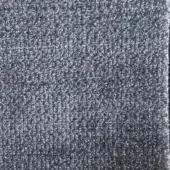 Gray textured rug with looped pile, displaying a uniform pattern and finished border, identified as Rugiano 1013 ming fabric.