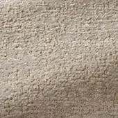 Rug, beige textured fabric, dense nubby pile with tonal variations from cream to golden hues, short granular surface, studio lighting.