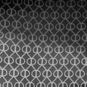 Roberti Rattan fabric sample, light gray woven textile, repeating circular diamond grid pattern with tonal contrast, indoor use.