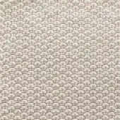 Woven rug, off-white, dense knotted pattern with horizontal and vertical rows, coarse fabric texture, cream and beige tonal variations, durable construction.