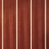 Rectangular rug with reddish-brown wood grain and cream stripes, featuring a linear, repeating pattern and textured surface; outdoor use.