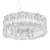 Slamp Accordeon suspension lamp in white, featuring layered undulating panels and a rippled, translucent molded plastic texture.