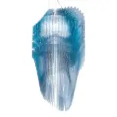 Slamp Avia pendant light, blue acrylic strips, layered waterfall design, clear cord suspension, glossy finish, white background.