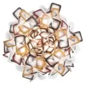 Slamp Clizia Ceiling Mini Orange light, translucent squares in radiating pattern, opalescent gradient from pale orange to dark brown.