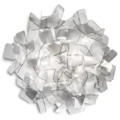 Slamp Clizia Fume pendant lamp, translucent grey resin, spherical layered design with petal-like elements and dark connecting lines.