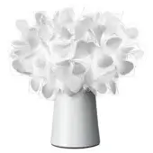 Slamp Clizia Mama Non Mama lamp, white metal base with translucent opalescent petal foliage, asymmetrical organic form.