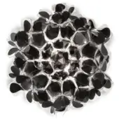 Clizia Mama Non Mama ceiling lamp, black translucent resin, spherical layered petals with silver wire framework, diffused internal lighting.