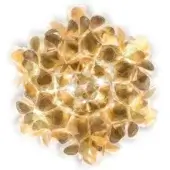 Slamp Clizia Mama Non Mama ceiling lamp, gold-toned petals, spherical layered design with translucent gaps, studio product shot.