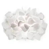 Slamp Clizia Mama Non Mama wall lamp, white, layered translucent plastic petals radiating from a central point, studio shot.