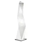 Slamp Diamond floor lamp, white resin, faceted angular form with twisting asymmetrical panels and square base, studio lighting.