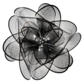 Black wall lamp, Slamp La Belle Etoile, features a radial floral form built from layered metal mesh with a matte finish.